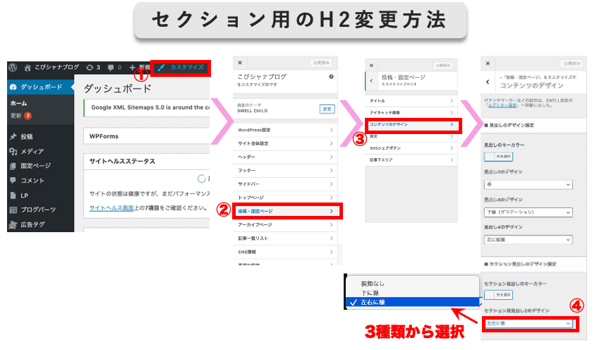 セクション用のH2タグ変更方法