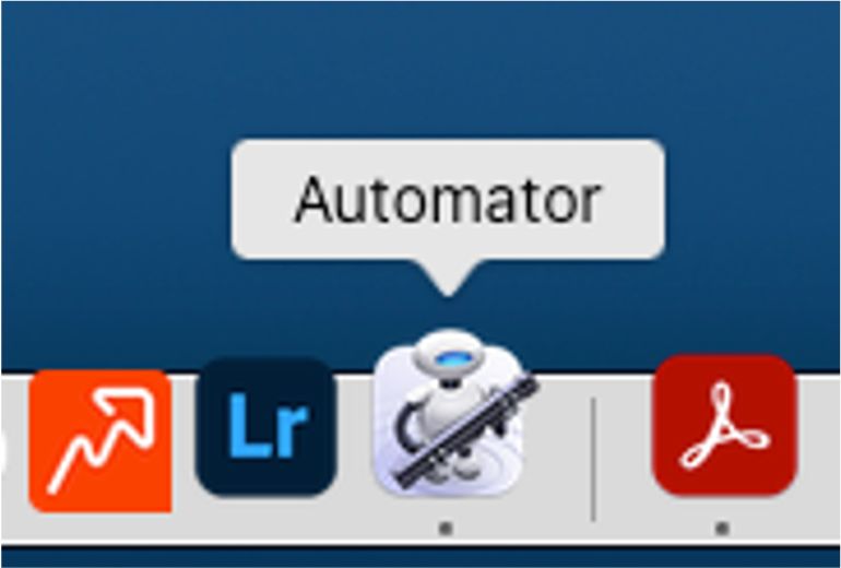 AutomatorがDockに入っている状態