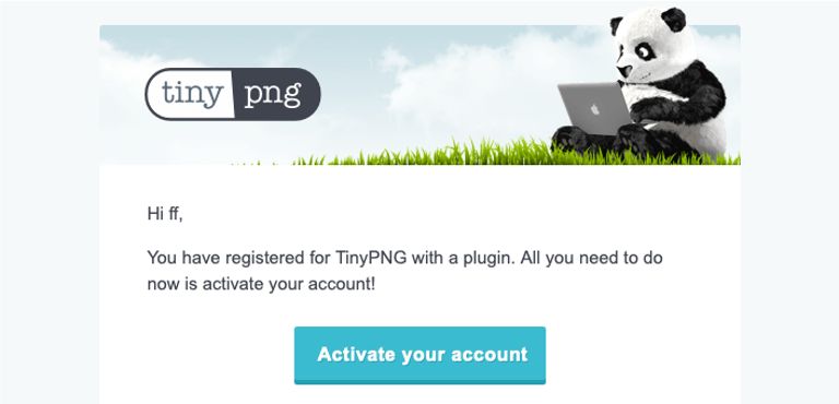 TinyPNG accountの設定手順2はメールを確認してボタンをクリック